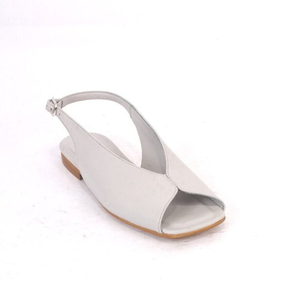 Kapogiro 2180 Gray Leather Flat Sligback Sandals Shoe